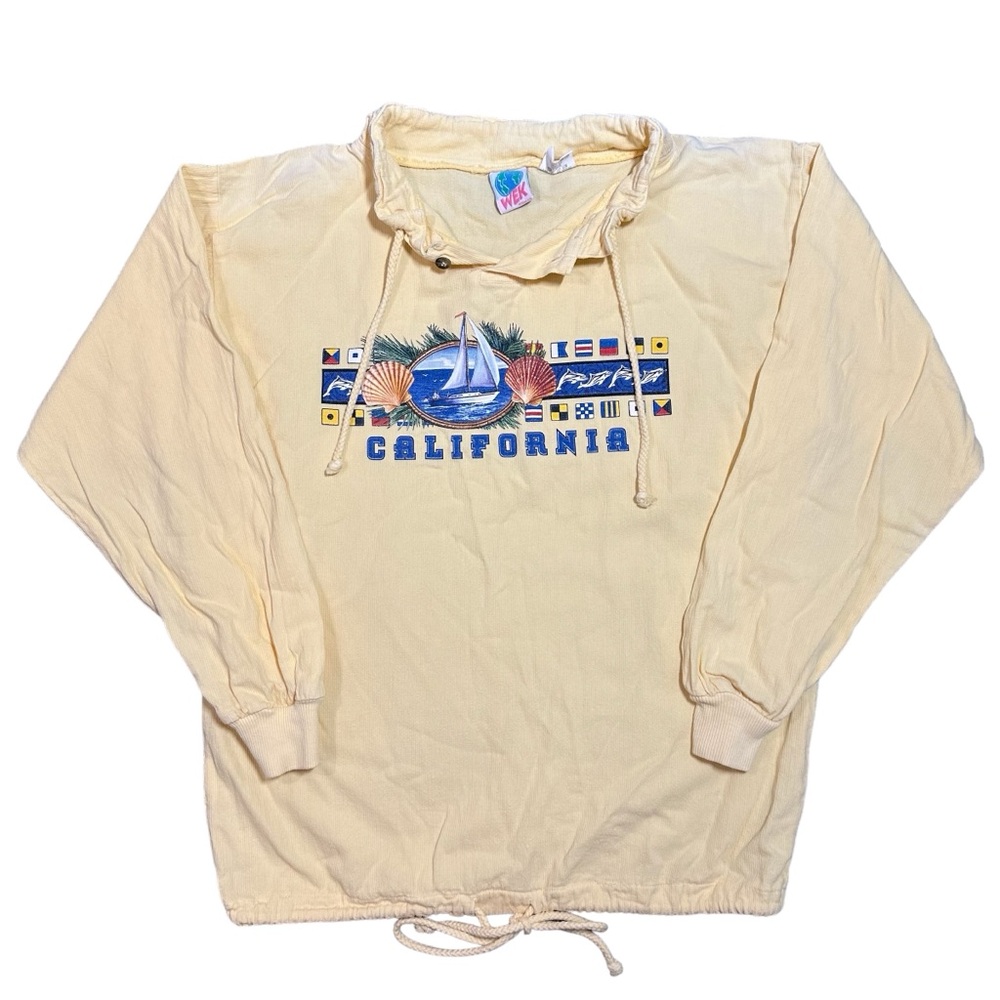 Vintage Wek Woman Yellow California Graphic Thin Lightweight Sweatshirt, XS